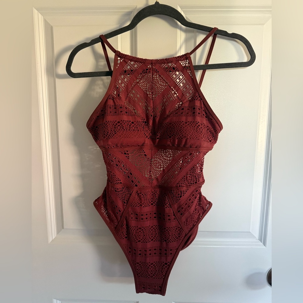 BECCA Swim Color Play Crochet High Neck One-Piece